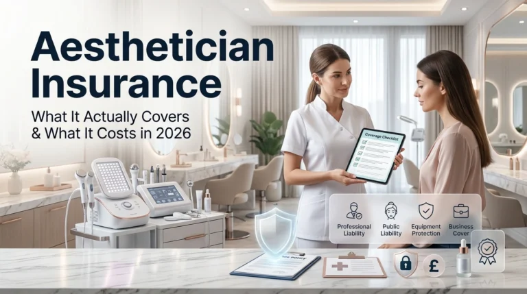Esthetician performing a skincare treatment with insurance coverage information